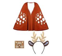 Costume da poncho da renna da donna, costume natalizio da cervo, mantello da renna con fascia e adesivo per il viso, per feste di Natale, cosplay, eventi, compleanni, spettacoli teatrali, set di