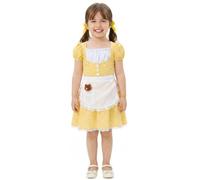 Costume da porridge da bambina, taglia XL, abito da favola a quadretti gialli con grembiule bianco e accessorio per orsetto di peluche, costume classico da personaggio libro di fiabe, per la Giornata