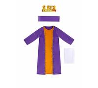 Costume da presepe da uomo saggio da bambino, set di vestaglia biblica viola oro con corona, fascia per capelli, vestito natalizio per bambini, per spettacoli di chiesa (blu, 5-6 anni)