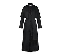 Costume da prete medievale per Halloween, costume cosplay in tinta unita con bottoni