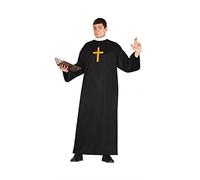 VESTITO PRETE SACERDOTE ADULTO CARNEVALE CHIESA GUIRCA TRAVESTIMENTO TONACA NERA