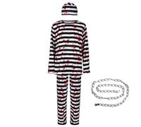 Costume da prigioniero da uomo, tuta a righe con zip frontale
