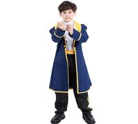 Costume da Principe Azzurro per Bambini Bambini Halloween Fiaba La Bella E La Bestia Cosplay Carnevale Festa a Tema Costume da Principe Giacca + Gilet + Pantaloni + Fascia Principe 14-15 Anni