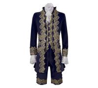 Costume da principe da uomo, 4 pezzi, cappotto da uomo con ricamo, con giubbotto e pantaloni e manicotti per braccia, giacca gotica medievale, blazer steampunk frack, vestito da principe reale
