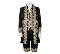 Costume da principe da uomo, 4 pezzi, cappotto da uomo con ricamo, con giubbotto e pantaloni e manicotti per braccia, giacca gotica medievale, blazer steampunk frack, vestito da principe reale