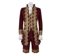 Costume da principe da uomo, 4 pezzi, cappotto da uomo con ricamo, con giubbotto e pantaloni e manicotti per braccia, giacca gotica medievale, blazer steampunk frack, vestito da principe reale