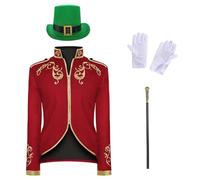 Costume da principe da uomo, 4 pezzi, nuovo cappotto da uomo con ricamo, cappello e guanti e scettro, giacca steampunk medievale, gonna da passeggio, costume da principe reale