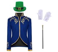Costume da principe da uomo, 4 pezzi, nuovo cappotto da uomo con ricamo, cappello e guanti e scettro, giacca steampunk medievale, gonna da passeggio, costume da principe reale