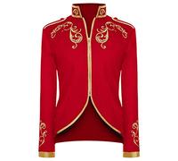 Costume da principe da uomo ricamato, giacca steampunk da uomo con cerniera, rinascimentale, medievale, abbigliamento da principe reale, elegante, blazer, Halloween, feste a tema, carnevale, costume