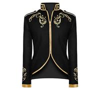 Costume da principe da uomo ricamato, giacca steampunk da uomo con cerniera, rinascimentale, medievale, abbigliamento da principe reale, elegante, blazer, Halloween, feste a tema, carnevale, costume