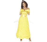 Costume principessa Belle vestito la bella e la bestia lungo giallo carnevale