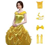 Costume da principessa Bellezza Cosplay Mrs Potts Amica, vestito Cosplay Abito da ballo per Halloween (giallo, S)