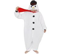 Costume da pupazzo di neve, simpatico cartone animato, morbido tutina da pupazzo di neve per bambini e adulti, con cappello e sciarpa, pigiama natalizio caldo accogliente per la famiglia, tutin