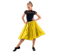 Costume da ragazza anni '50 in raso Rock N Roll Gonna, Giallo, 10-12 anni (24W)