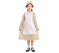 Costume da ragazza con grembiule in pizzo e fascia per capelli | Abito da fanciulla con grembiule in pizzo e fascia, morbido cotone TC, età 3-12 anni, per feste di Halloween, giochi di ruolo