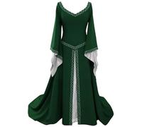 Costume da Regina Medievale Donna Vittoriano Abito da Sera Ricamo Gotico Rinascimentale Eleganti Vestito Verde 4XL