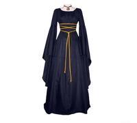 Costume da regina rinascimentale, in morbido poliestere, per rinascimentale | Scollo quadrato, maniche a tromba, look gotico unico, lavorazione ricca di dettagli