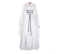 Costume da regina rinascimentale, in morbido poliestere, per rinascimentale | Scollo quadrato, maniche a tromba, look gotico unico, lavorazione ricca di dettagli