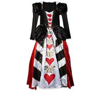 Costume da regina rossa da donna, taglia L, include un vestito rosso, nero e bianco e una tiara dorata abbinata.