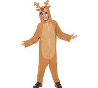 Costume Da Renna Rudolph Per Bambini Natale Xmas Abito Elegante 4 - 12 Anni