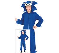 COSTUME DA RICCIO BLU TUTA CON CAPPUCCIO TRAVESTIMENTO CARNEVALE COSPLAY SONIC