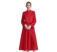 Costume da sacerdote Cassock, abito da sacerdote da donna, vestito e vestito con bottone per parlare al pulpito, pregare, adorare (rosso, S)