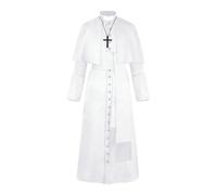Costume da sacerdote sacerdote liturgico pastorale per chiesa medievale, monaco sacerdote, abito rinascimentale, per Halloween, cosplay (bianco, L)