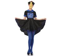 Costume da sacerdotessa mistico per cosplay, gonna lunga, cappello alto, travestimento di taoismo, asiatico, tradizionale, talismano, maniche ad ali