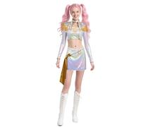 Costume da scena da caccia al demone, K-Pop Idol Hunter Mira Metallic Sparkly Dress Up, per adulti, Halloween, carnevale, spettacoli