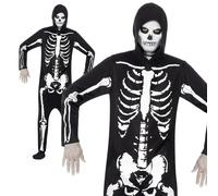 Costume Da Scheletro Adulto Halloween Tuta Elegante Abito Completo S-L