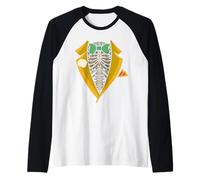 Costume da Scheletro da Smoking con Gabbia Toracica, per Halloween, per Ragazzi e Uomini Maglia con Maniche Raglan