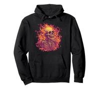Costume da scheletro di fuoco per gli amanti degli scheletri e delle fiamme Felpa con Cappuccio
