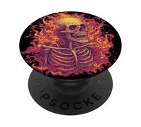 Costume da scheletro di fuoco per gli amanti degli scheletri e delle fiamme PopSockets PopGrip Adesivo