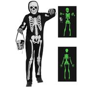 Costume da scheletro di Halloween, da uomo, si illumina al buio, tuta con ossa spaventose, per Halloween, giochi di ruolo, feste cosplay (taglia 2)