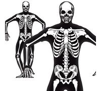 Costume da Scheletro Fosforescente Seconda Pelle Halloween da Uomo Costume Nuovo