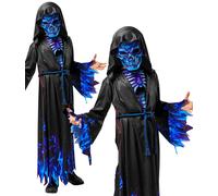 Costume Da Scheletro Grim Reaper Blu Per Ragazzi Con Maschera Per Halloween