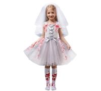 Costume da scheletro per bambini con tutù zombie vestito per feste di Halloween 2-12 anni