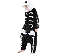 Costume da scheletro per bambini..Costume da urlo, tuta da scheletro unisex con teschio con cappuccio taglia L morbida e accogliente spaventosa in bianco e nero Cosplay Halloween per adulti