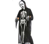 Costume da scheletro per Halloween, 130 cm, Costumi di Halloween da scheletro,con Costume da Scheletro Fantasma + Maschera da Teschio, per Feste di Halloween e Balli in Maschera, Cosplay, Carnevale