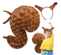 Costume Da Scoiattolo - Orecchie Di Peluche E Costume Di Coda | Cosplay Di Costumi Per Animali | Accessori Per Costumi Di Abbigliamento Da Scoiattolo Per Ragazzi E Ragazze Per Eventi Scolastici