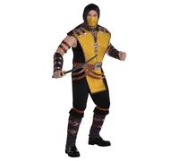 Costume da Scorpione Mortal Kombat da uomo, include tuta, maschera, fasce per le braccia e guanti - Costumi per Halloween, feste di compleanno ed eventi a tema
