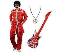 Costume da sergente pop uomo anni 60 vestito raso rosso musica retrò