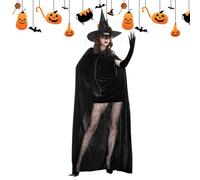 Costume da | Set Cosplay ,Mantello Halloween, Guanti, Maschera in Pizzo, per Concerto, Cosplay, Matrimonio Gotico, Ballo Eventi e Feste, Nero , Se référer au descriptif