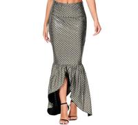 Costume da sirena da donna, gonna da sirena da donna, costume da danza del ventre, gonna con paillettes, sexy paillettes, vita alta, coda di pesce, maxi gonna lunga insolita, per Halloween, cosplay