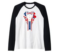 Costume da Smoking da Uomo con Stampa Divertente Union Jack Maglia con Maniche Raglan