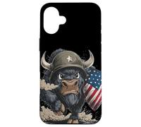 Costume da soldato Big Bison per gli amanti dei colori e degli scudi USA Custodia per iPhone 16 Plus