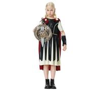 Costume da soldato romano per bambini, da gladiatore medievale, costume per Halloween, per ragazze, storico guerriero cavaliere, travestimento per cosplay (nero, 5-6 anni)
