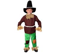 Costume da spaventapasseri per ragazzi e ragazze. Il meraviglioso travestimento del mago di Oz per la giornata mondiale del libro. Top e pantaloni con finta paglia + cappello da carpentiere, taglia S
