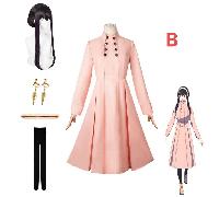 Costume da spia, principessa di spine, Jorfoge, costume da gioco di ruolo, abito rosa, parrucca, orecchini, copricapo, calze, Halloween Carnevale per donne e ragazze (set + parrucca) "Contenuto della 