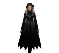 Costume da sposa per Halloween, da donna, spaventoso, elegante, zombie, mantello lungo il pavimento, costume da sposa fantasma, travestimento con velo per casa fantasma